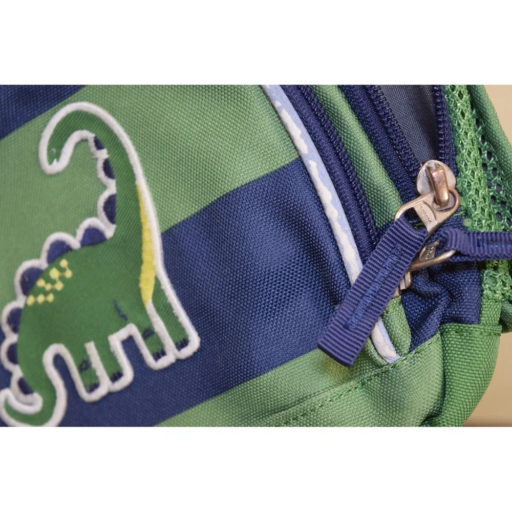 2019 Pottery Barn Kids ALEX Dinosaur Green Blue Stripe Toddler Mini Backpack Boy